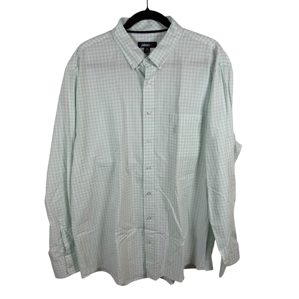 johnnie-O Button Down Mens XXL Mint Gingham JMWL1510 Long Sleeve Cotton Shirt